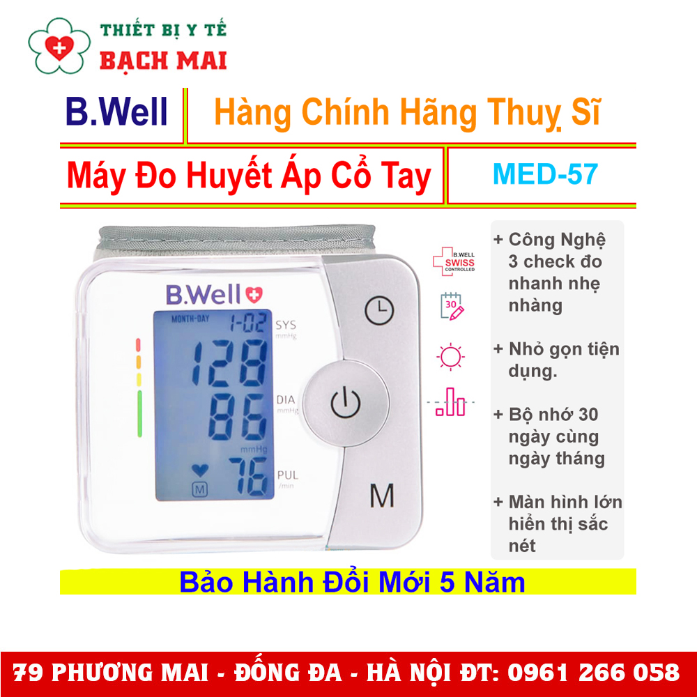 Máy Đo Huyết Áp Bắp Tay Tự Động B.Well Swiss MED-57