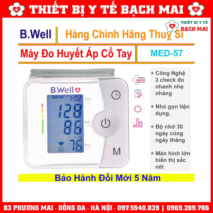 Máy Đo Huyết Áp Bắp Tay Tự Động B.Well Swiss MED-57 Máy Đo Huyết Áp Bắp Tay Tự Động B.Well Swiss MED-57
