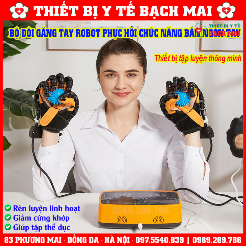 Bộ Hai Đôi Găng Tay Robot Co Duỗi Phục Hồi Chức Năng Bàn Ngón Tay