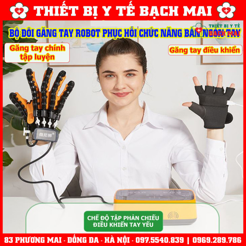 Bộ Hai Đôi Găng Tay Robot Co Duỗi Phục Hồi Chức Năng Bàn Ngón Tay