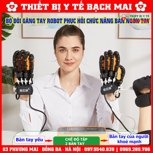 Bộ Hai Đôi Găng Tay Robot Co Duỗi Phục Hồi Chức Năng Bàn Ngón Tay