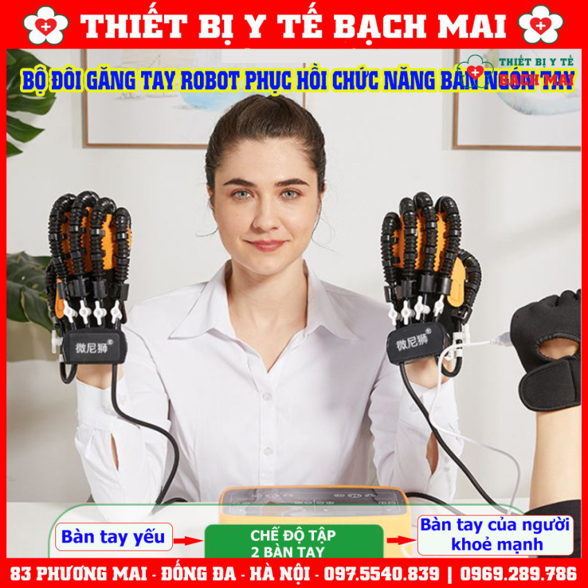 Bộ Hai Đôi Găng Tay Robot Co Duỗi Phục Hồi Chức Năng Bàn Ngón Tay