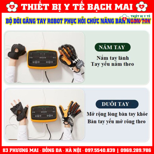 Bộ Hai Đôi Găng Tay Robot Co Duỗi Phục Hồi Chức Năng Bàn Ngón Tay