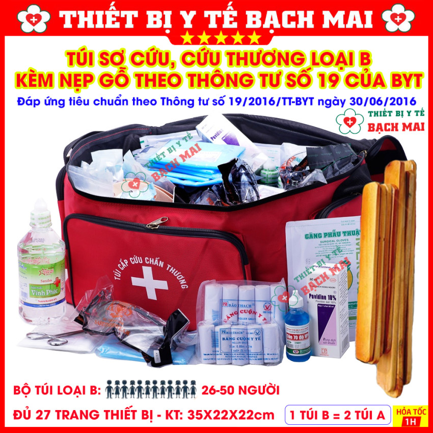 Túi Sơ Cứu Loại A B C Đầy Đủ Dụng Cụ Y Tế Kèm Nẹp Gỗ – Túi Cứu Thương Theo Thông Tư 19 Bộ Y Tế Túi Sơ Cứu Loại A B C Đầy Đủ Dụng Cụ Y Tế Kèm Nẹp Gỗ – Túi Cứu Thương Theo Thông Tư 19 Bộ Y Tế