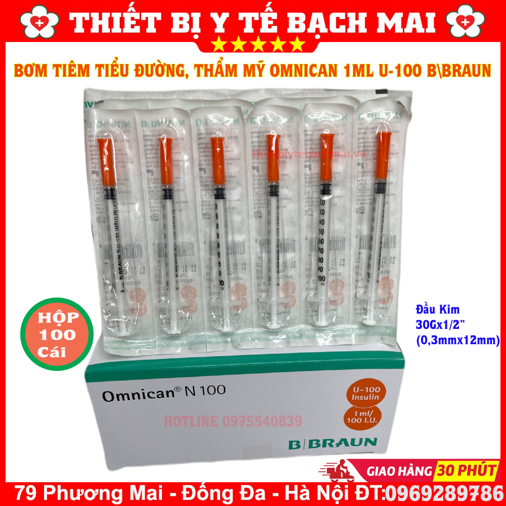 Bơm Tiêm Tiểu Đường Insulin Omnican BBraun 1ml U100 - Sản Xuất Hàn Quốc Bơm Tiêm Tiểu Đường Insulin Omnican BBraun 1ml U100 - Sản Xuất Hàn Quốc