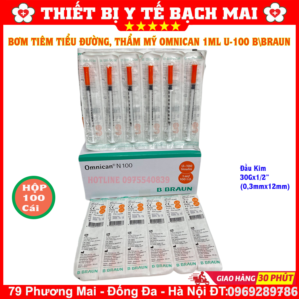 Bơm Tiêm Tiểu Đường Insulin Omnican BBraun 1ml U100 - Sản Xuất Hàn Quốc Bơm Tiêm Tiểu Đường Insulin Omnican BBraun 1ml U100 - Sản Xuất Hàn Quốc