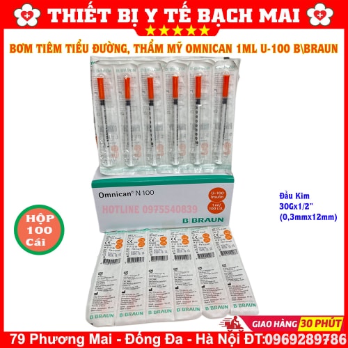 Bơm Tiêm Tiểu Đường Insulin Omnican BBraun 1ml U100 - Sản Xuất Hàn Quốc Bơm Tiêm Tiểu Đường Insulin Omnican BBraun 1ml U100 - Sản Xuất Hàn Quốc