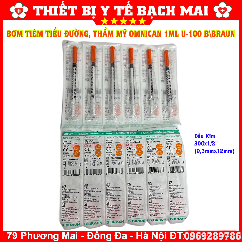 Bơm Tiêm Tiểu Đường Insulin Omnican BBraun 1ml U100 - Sản Xuất Hàn Quốc Bơm Tiêm Tiểu Đường Insulin Omnican BBraun 1ml U100 - Sản Xuất Hàn Quốc