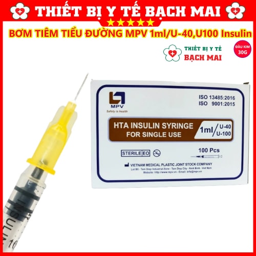 Bơm Tiêm Tiểu Đường MPV HTA 1ml U100, U40 Insulin Đầu Kim 30G - Hộp 100 Chiếc Bơm Tiêm Tiểu Đường MPV HTA 1ml U100, U40 Insulin Đầu Kim 30G - Hộp 100 Chiếc