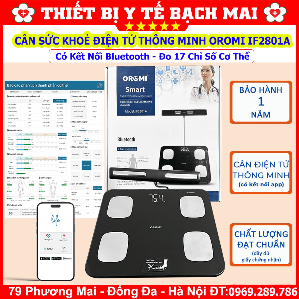 Cân Sức Khoẻ Điện Tử OROMI IF2801A , Cân Phân Tích Lượng Mỡ Cơ Thể 17 Chỉ Số Thông Minh Inbody Kết nối qua app Cân Sức Khoẻ Điện Tử OROMI IF2801A , Cân Phân Tích Lượng Mỡ Cơ Thể 17 Chỉ Số Thông Minh Inbody Kết nối qua app