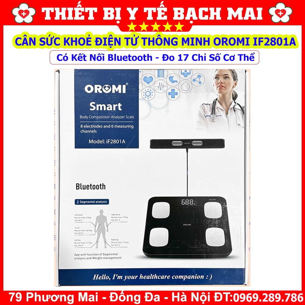 Cân Sức Khoẻ Điện Tử OROMI IF2801A , Cân Phân Tích Lượng Mỡ Cơ Thể 17 Chỉ Số Thông Minh Inbody Kết nối qua app Cân Sức Khoẻ Điện Tử OROMI IF2801A , Cân Phân Tích Lượng Mỡ Cơ Thể 17 Chỉ Số Thông Minh Inbody Kết nối qua app