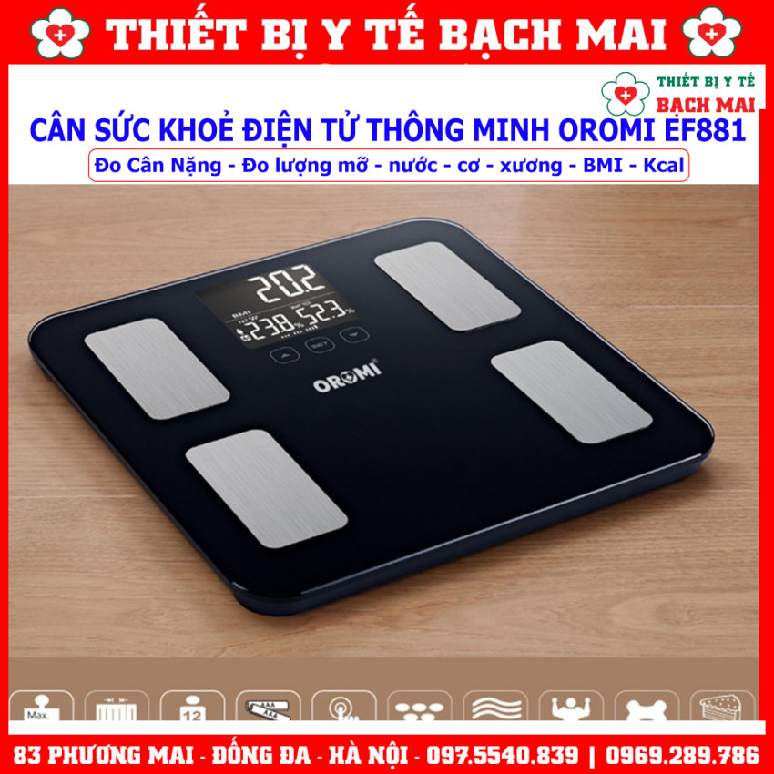 Cân Sức Khoẻ Điện Tử OROMI IF2801A , Cân Phân Tích Lượng Mỡ Cơ Thể 17 Chỉ Số Thông Minh Inbody Kết nối qua app