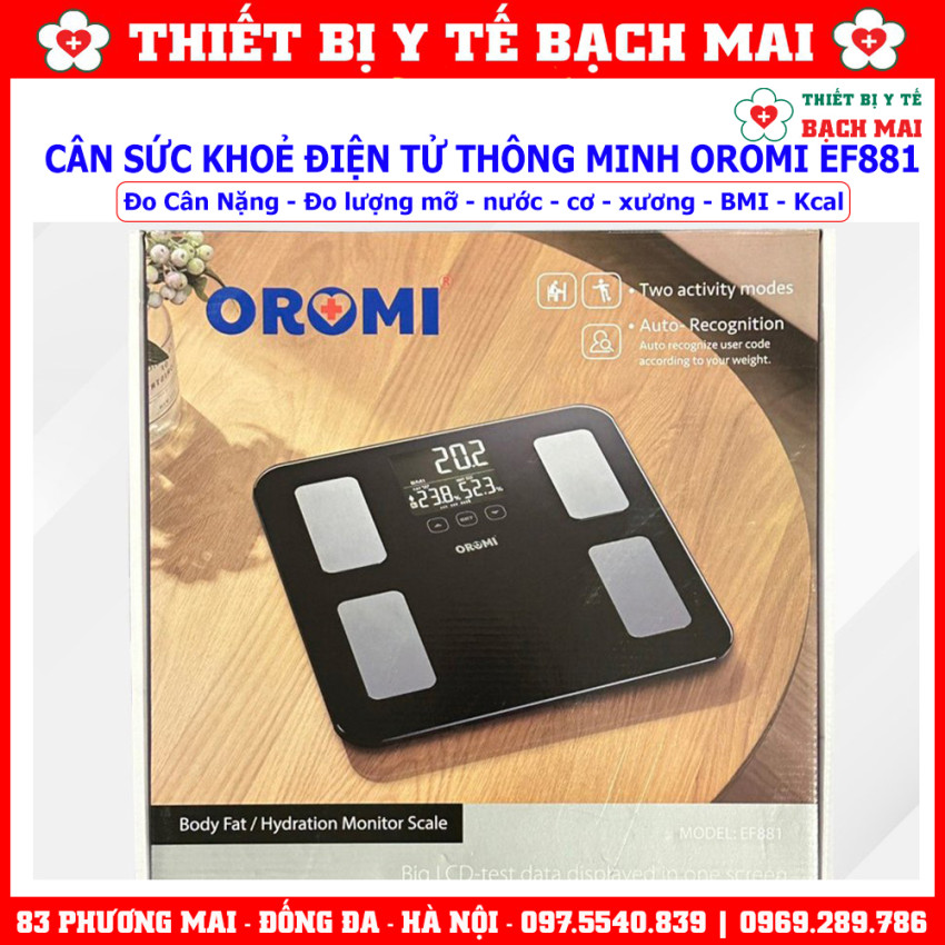 Cân Sức Khoẻ Điện Tử OROMI IF2801A , Cân Phân Tích Lượng Mỡ Cơ Thể 17 Chỉ Số Thông Minh Inbody Kết nối qua app