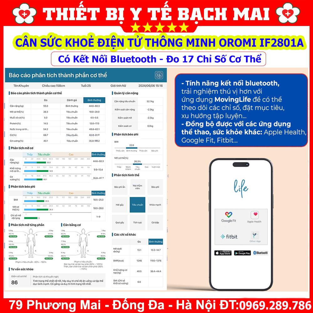 Cân Sức Khoẻ Điện Tử OROMI IF2801A , Cân Phân Tích Lượng Mỡ Cơ Thể 17 Chỉ Số Thông Minh Inbody Kết nối qua app Cân Sức Khoẻ Điện Tử OROMI IF2801A , Cân Phân Tích Lượng Mỡ Cơ Thể 17 Chỉ Số Thông Minh Inbody Kết nối qua app
