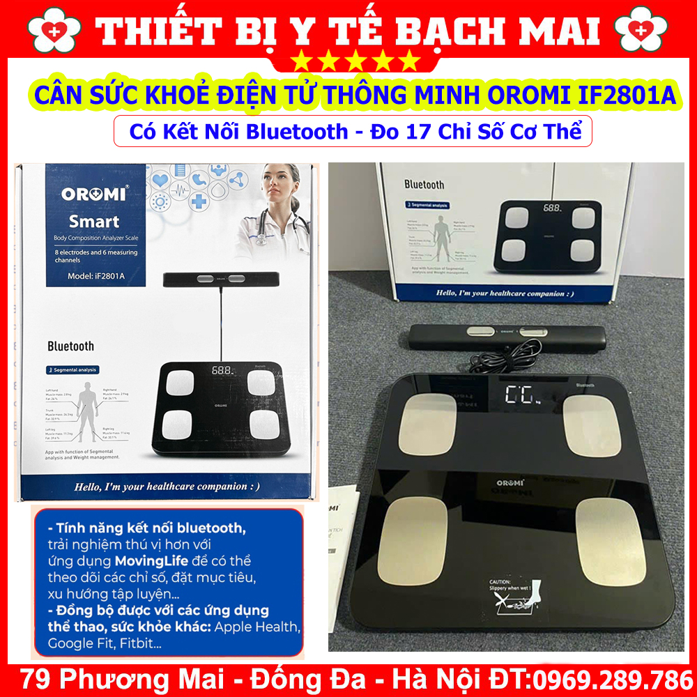 Cân Sức Khoẻ Điện Tử OROMI IF2801A , Cân Phân Tích Lượng Mỡ Cơ Thể 17 Chỉ Số Thông Minh Inbody Kết nối qua app Cân Sức Khoẻ Điện Tử OROMI IF2801A , Cân Phân Tích Lượng Mỡ Cơ Thể 17 Chỉ Số Thông Minh Inbody Kết nối qua app