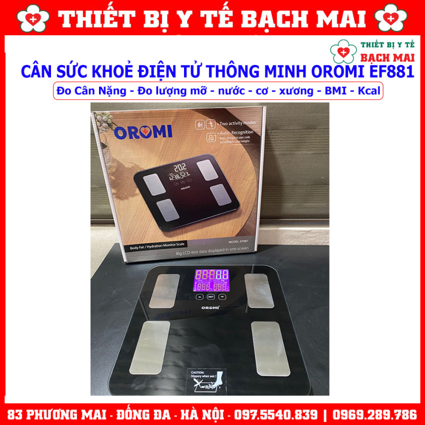 Cân Sức Khoẻ Điện Tử OROMI IF2801A , Cân Phân Tích Lượng Mỡ Cơ Thể 17 Chỉ Số Thông Minh Inbody Kết nối qua app