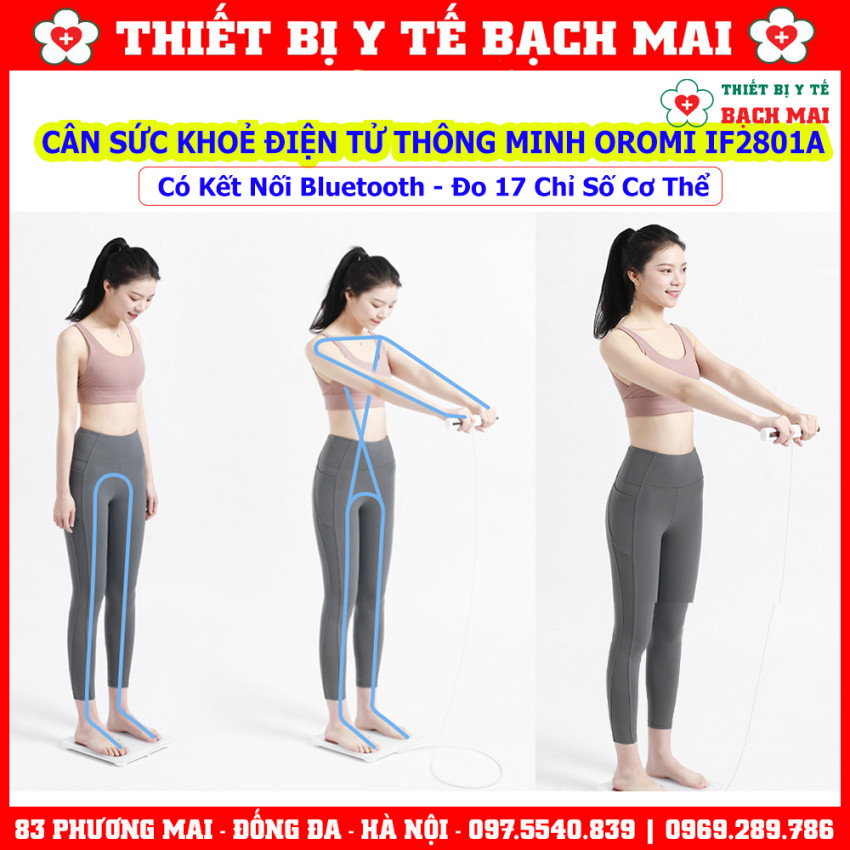 Cân Sức Khoẻ Điện Tử OROMI IF2801A , Cân Phân Tích Lượng Mỡ Cơ Thể 17 Chỉ Số Thông Minh Inbody Kết nối qua app