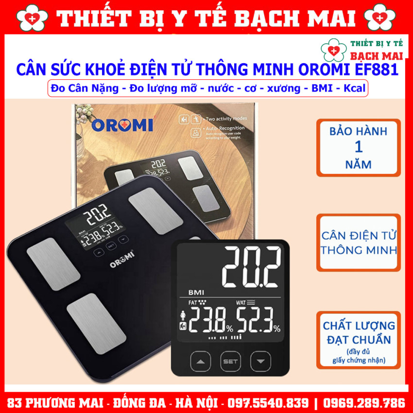 Cân Sức Khoẻ Điện Tử OROMI IF2801A , Cân Phân Tích Lượng Mỡ Cơ Thể 17 Chỉ Số Thông Minh Inbody Kết nối qua app