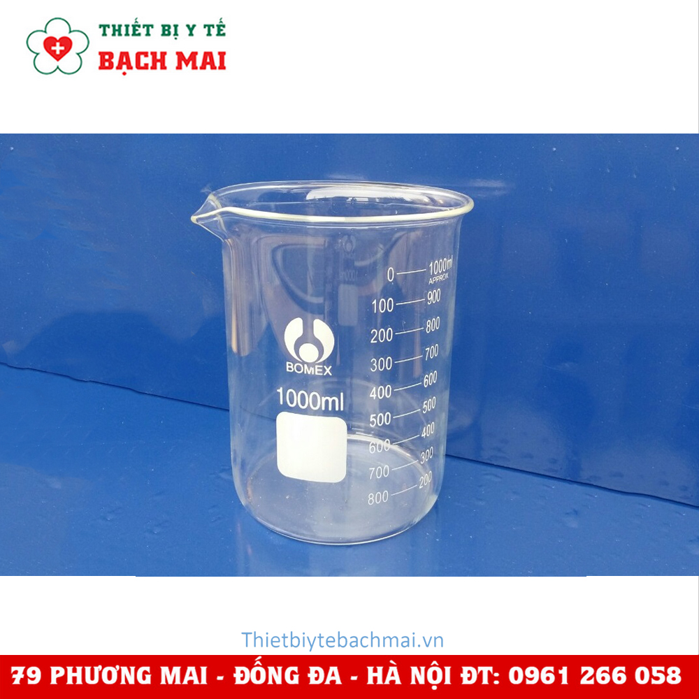 Cốc Thủy Tinh Chịu Nhiệt Chia Vạch Có Mỏ - Cốc Từ 50ml-1000ml (Cốc 1000ml)