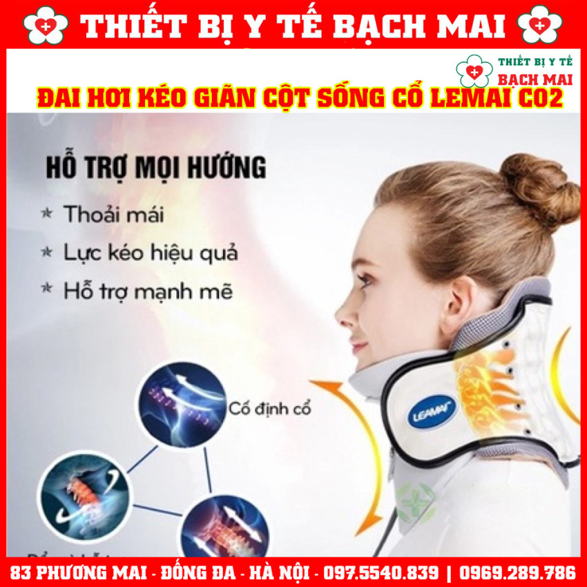 Đai Cổ Hơi LEAMAI C02 Kéo Giãn Cột Sống Cổ Điều Trị Đau Mỏi Cổ, Thoát Vị, Thoái Hoá