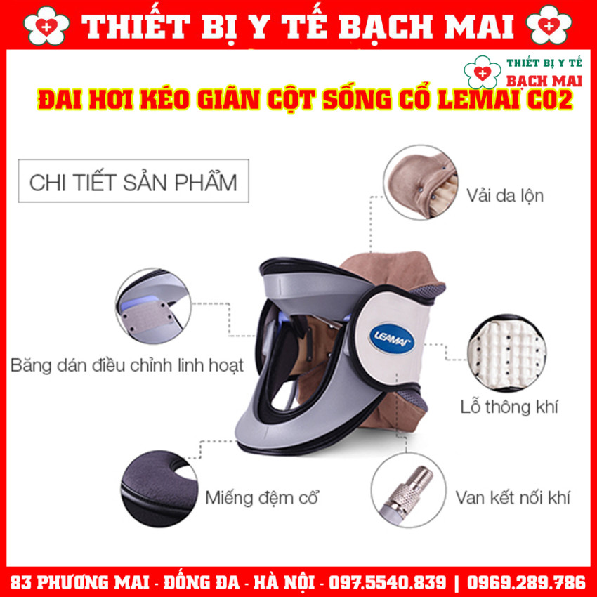Đai Cổ Hơi LEAMAI C02 Kéo Giãn Cột Sống Cổ Điều Trị Đau Mỏi Cổ, Thoát Vị, Thoái Hoá
