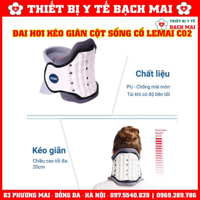 Đai Cổ Hơi LEAMAI C02 Kéo Giãn Cột Sống Cổ Điều Trị Đau Mỏi Cổ, Thoát Vị, Thoái Hoá