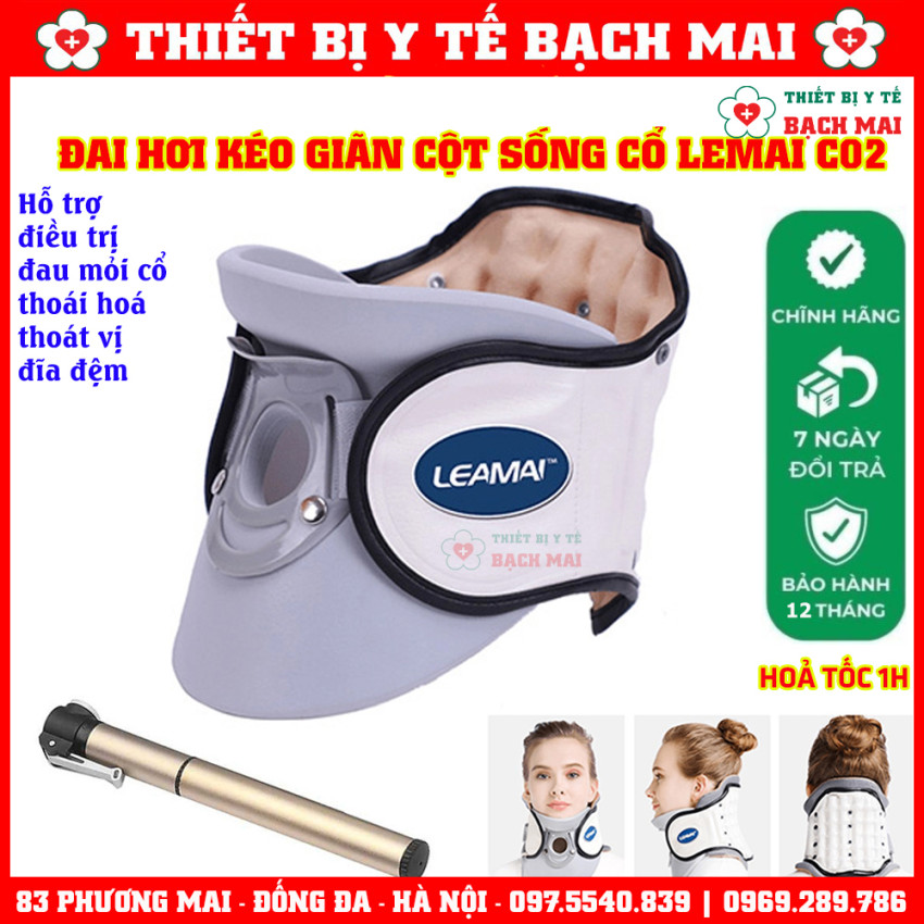 Đai Cổ Hơi LEAMAI C02 Kéo Giãn Cột Sống Cổ Điều Trị Đau Mỏi Cổ, Thoát Vị, Thoái Hoá