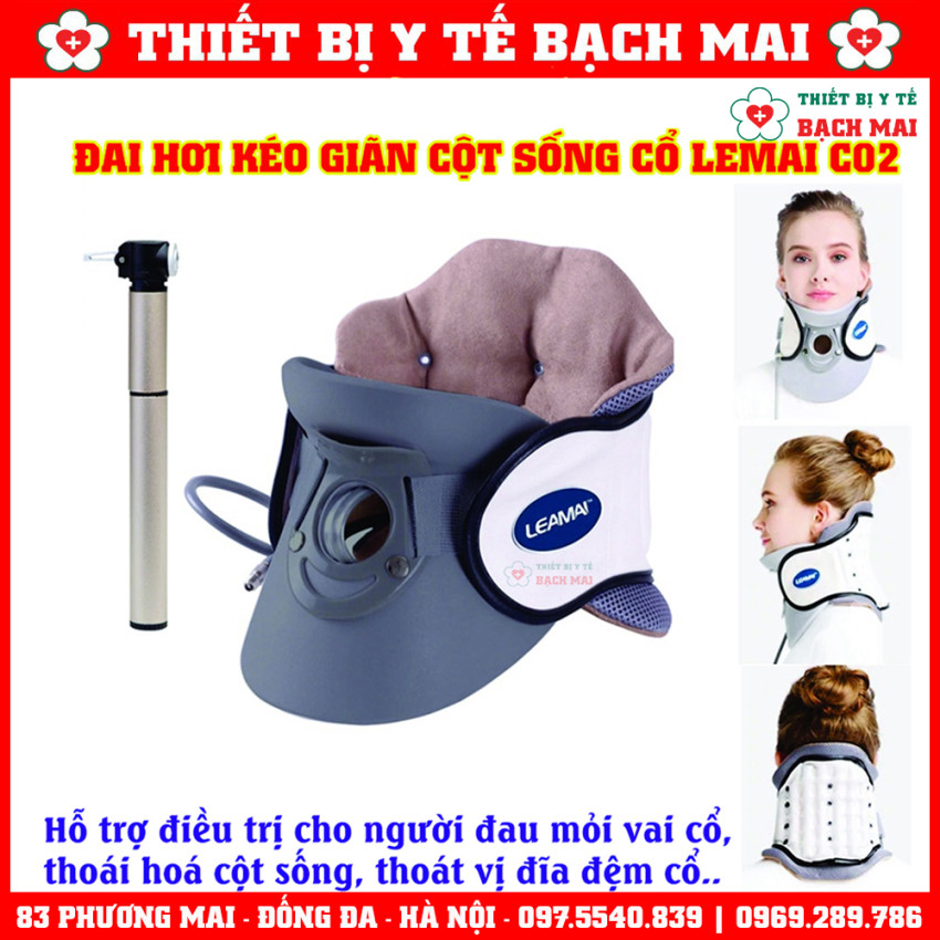 Đai Cổ Hơi LEAMAI C02 Kéo Giãn Cột Sống Cổ Điều Trị Đau Mỏi Cổ, Thoát Vị, Thoái Hoá