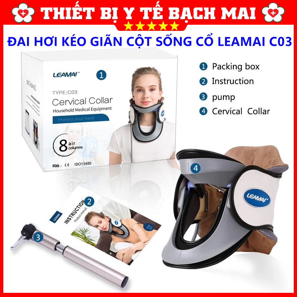 Đai Kéo Giãn Cột Sống Cổ Bơm Hơi LEAMAI C03 Đai Kéo Giãn Cột Sống Cổ Bơm Hơi LEAMAI C03