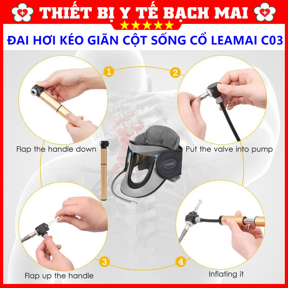 Đai Kéo Giãn Cột Sống Cổ Bơm Hơi LEAMAI C03 Đai Kéo Giãn Cột Sống Cổ Bơm Hơi LEAMAI C03
