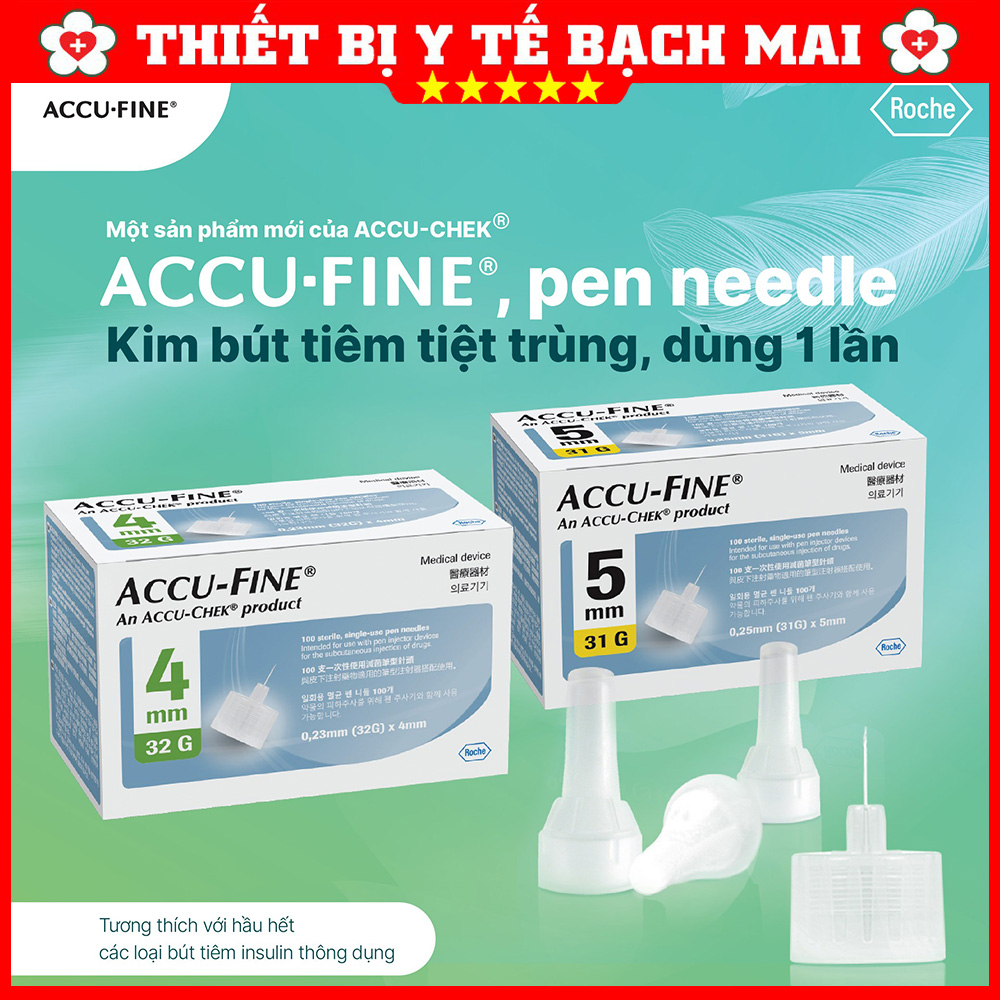 Đầu Kim Bút Tiêm ACCU-FINE 32Gx4mm, Kim Tiêm Tiểu Đường Insulin Dùng Cho Các Loại Bút Tiêm Đầu Kim Bút Tiêm ACCU-FINE 32Gx4mm, Kim Tiêm Tiểu Đường Insulin Dùng Cho Các Loại Bút Tiêm