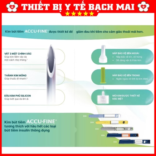 Đầu Kim Bút Tiêm ACCU-FINE 32Gx4mm, Kim Tiêm Tiểu Đường Insulin Dùng Cho Các Loại Bút Tiêm Đầu Kim Bút Tiêm ACCU-FINE 32Gx4mm, Kim Tiêm Tiểu Đường Insulin Dùng Cho Các Loại Bút Tiêm