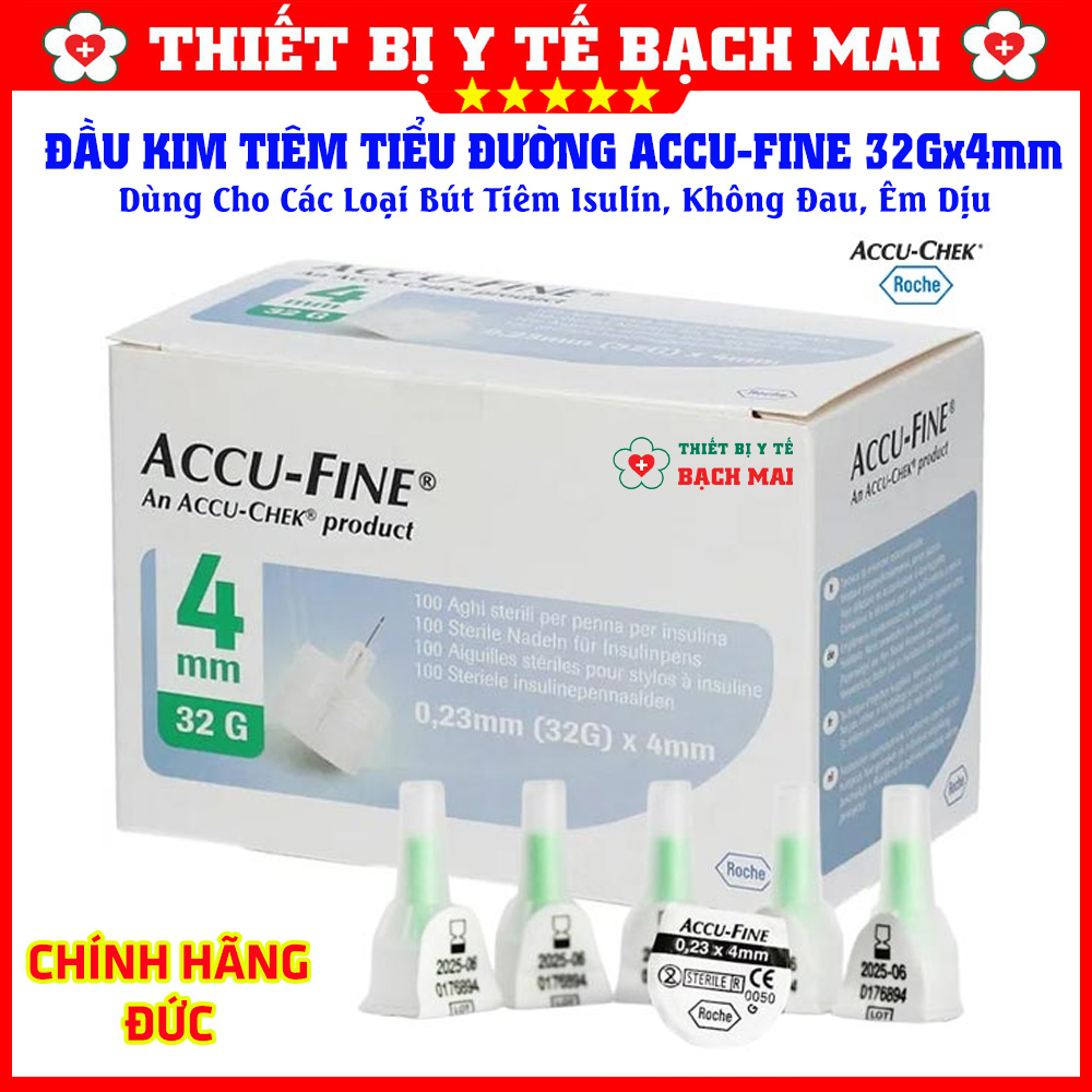 Đầu Kim Bút Tiêm ACCU-FINE 32Gx4mm, Kim Tiêm Tiểu Đường Insulin Dùng Cho Các Loại Bút Tiêm Đầu Kim Bút Tiêm ACCU-FINE 32Gx4mm, Kim Tiêm Tiểu Đường Insulin Dùng Cho Các Loại Bút Tiêm