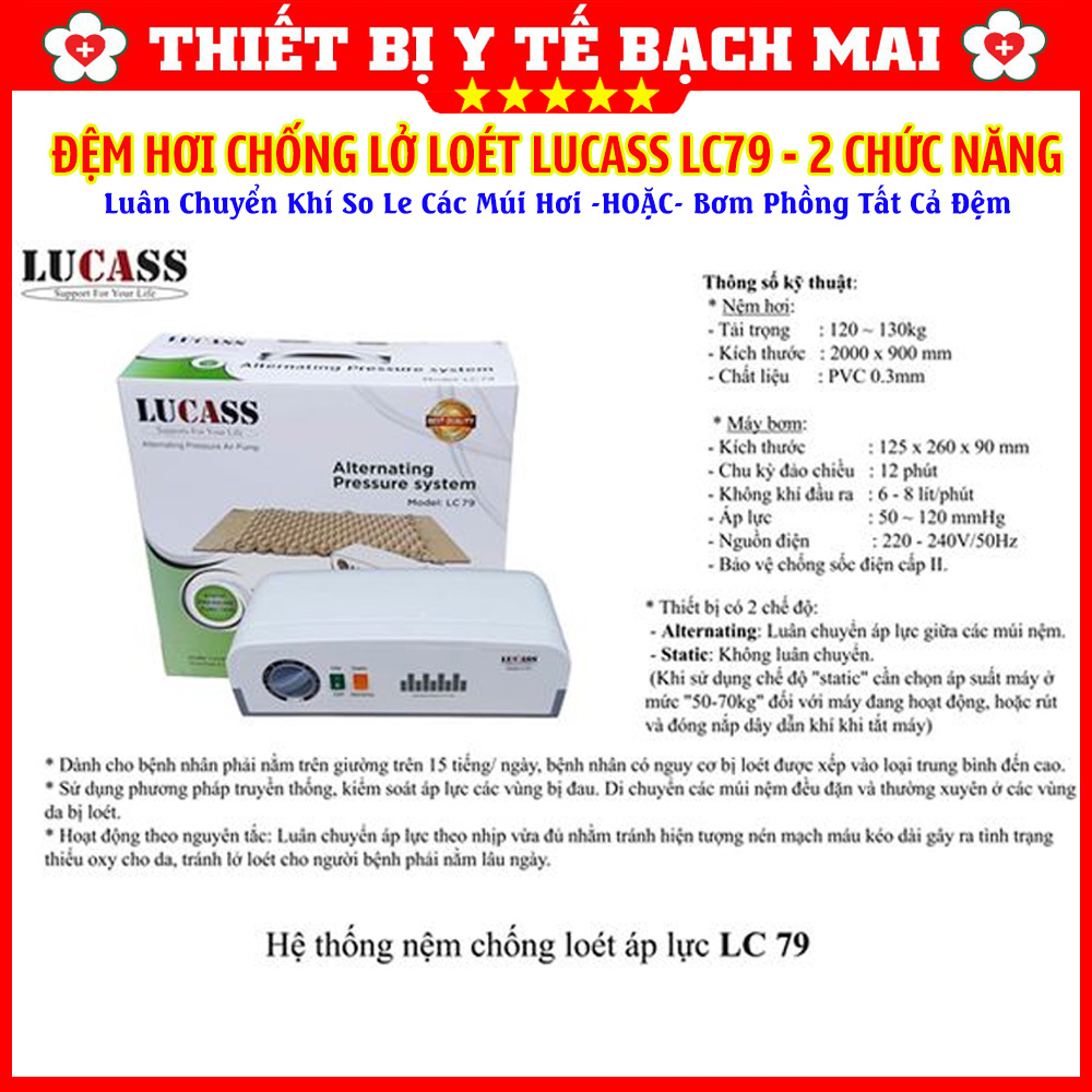 Đệm Hơi Chống Lở Loét LUCASS LC79 2 Chức Năng Luân Chuyển Khí Và Không Luân Chuyển Đệm Hơi Chống Lở Loét LUCASS LC79 2 Chức Năng Luân Chuyển Khí Và Không Luân Chuyển