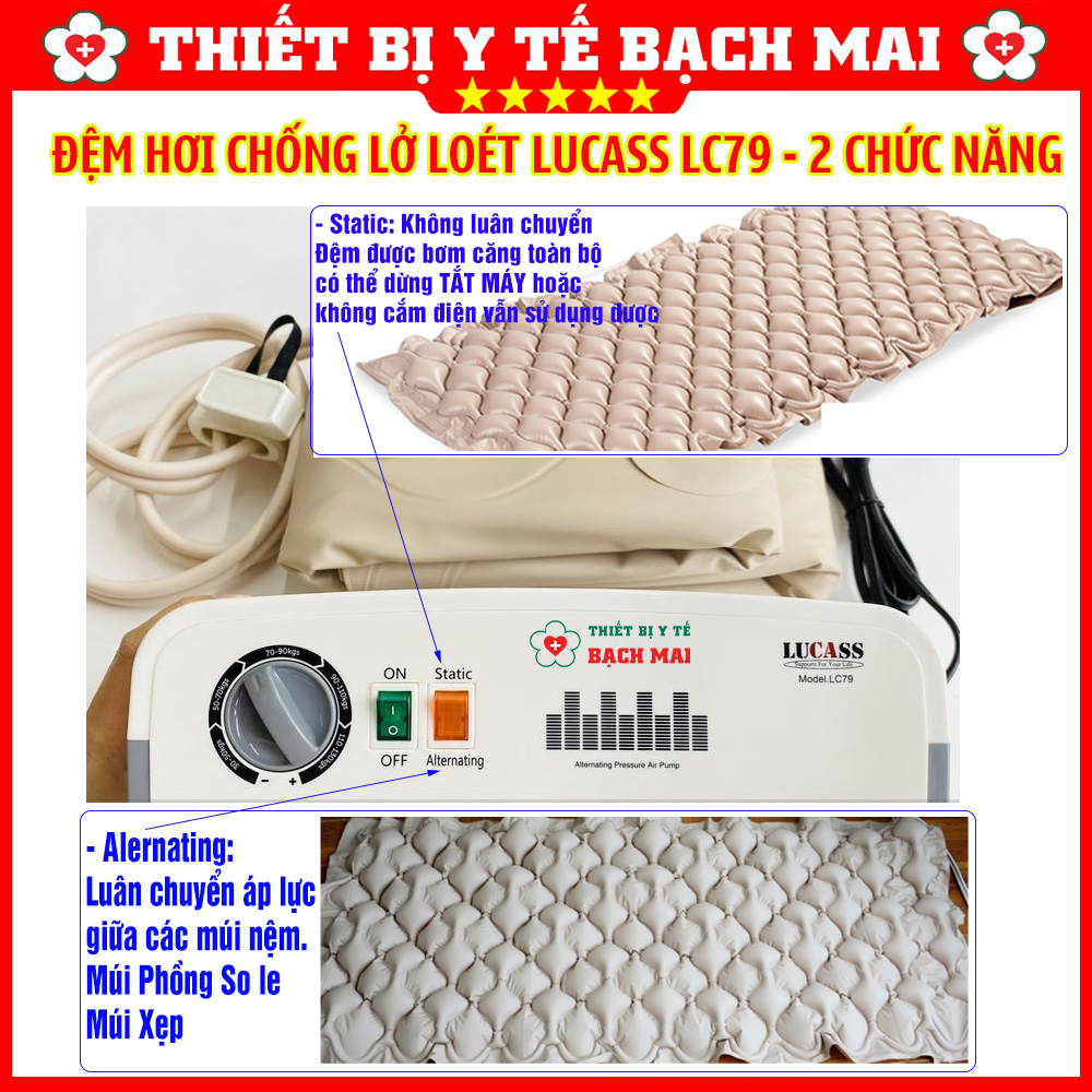Đệm Hơi Chống Lở Loét LUCASS LC79 2 Chức Năng Luân Chuyển Khí Và Không Luân Chuyển Đệm Hơi Chống Lở Loét LUCASS LC79 2 Chức Năng Luân Chuyển Khí Và Không Luân Chuyển
