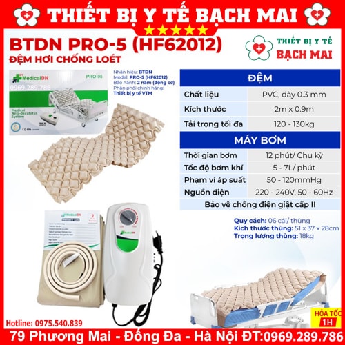 Đệm Hơi Chống Loét BTDN Medical PRO-5 HF62012 Đệm Hơi Chống Loét BTDN Medical PRO-5 HF62012