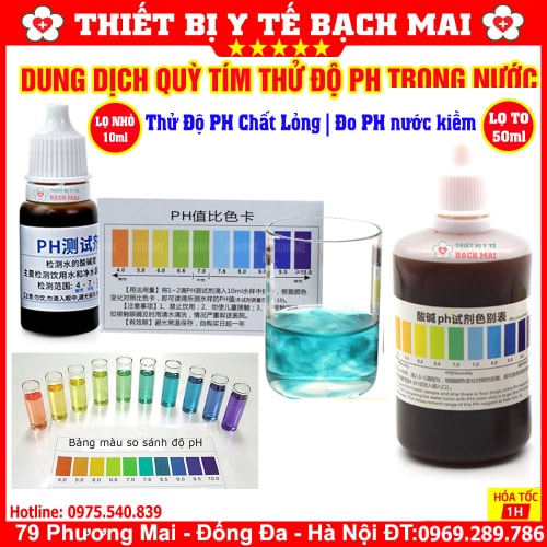 Dung Dịch Quỳ Tím Đo Độ PH Nước Kiềm, Quỳ Tím Nước Kiểm Tra PH Chất Lỏng Lọ 50ml