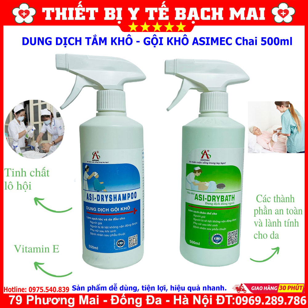 Dung Dịch Tắm Khô, Gội Khô ASIMEC 500ml Làm Sạch Cơ Thể Không Dùng Nước, Kháng Khuẩn, Hương Thơm Dịu Nhẹ Dung Dịch Tắm Khô, Gội Khô ASIMEC 500ml Làm Sạch Cơ Thể Không Dùng Nước, Kháng Khuẩn, Hương Thơm Dịu Nhẹ