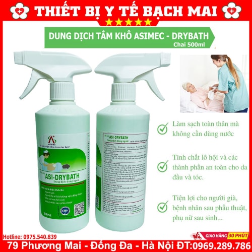 Dung Dịch Tắm Khô, Gội Khô ASIMEC 500ml Làm Sạch Cơ Thể Không Dùng Nước, Kháng Khuẩn, Hương Thơm Dịu Nhẹ Dung Dịch Tắm Khô, Gội Khô ASIMEC 500ml Làm Sạch Cơ Thể Không Dùng Nước, Kháng Khuẩn, Hương Thơm Dịu Nhẹ