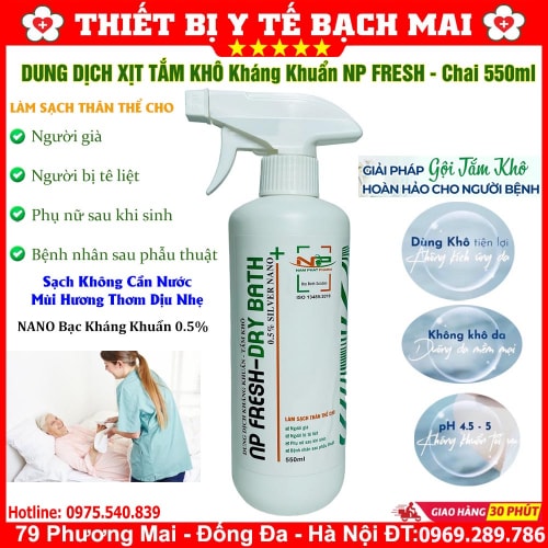 Dung Dịch Tắm Khô, Gội Khô NP FRESH Xịt Tắm Gội Khô Không Dùng Nước Kháng Khuẩn Hương Thơm Dịu Nhẹ Chai 550ml Dung Dịch Tắm Khô, Gội Khô NP FRESH Xịt Tắm Gội Khô Không Dùng Nước Kháng Khuẩn Hương Thơm Dịu Nhẹ Chai 550ml