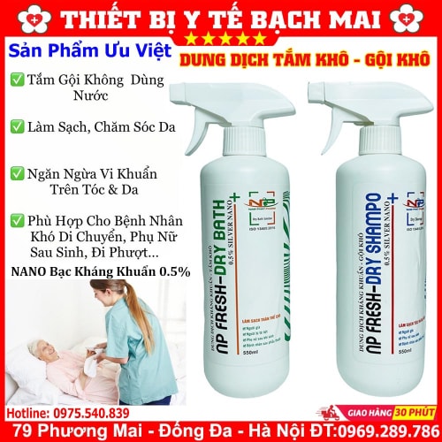 Dung Dịch Tắm Khô, Gội Khô NP FRESH Xịt Tắm Gội Khô Không Dùng Nước Kháng Khuẩn Hương Thơm Dịu Nhẹ Chai 550ml