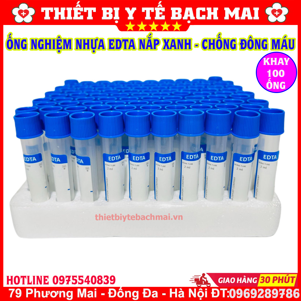 Ống Nghiệm Chống Đông Máu EDTA - Nắp Xanh Ống Nghiệm Chống Đông Máu EDTA - Nắp Xanh