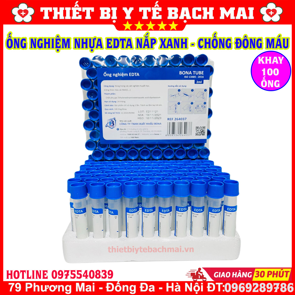 Ống Nghiệm Chống Đông Máu EDTA - Nắp Xanh Ống Nghiệm Chống Đông Máu EDTA - Nắp Xanh