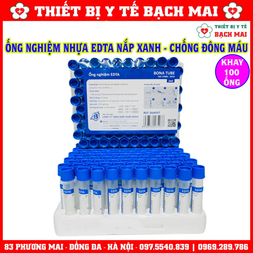 Ống Nghiệm Chống Đông Máu EDTA - Nắp Xanh Ống Nghiệm Chống Đông Máu EDTA - Nắp Xanh