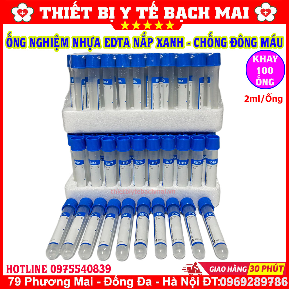 Ống Nghiệm Chống Đông Máu EDTA - Nắp Xanh Ống Nghiệm Chống Đông Máu EDTA - Nắp Xanh