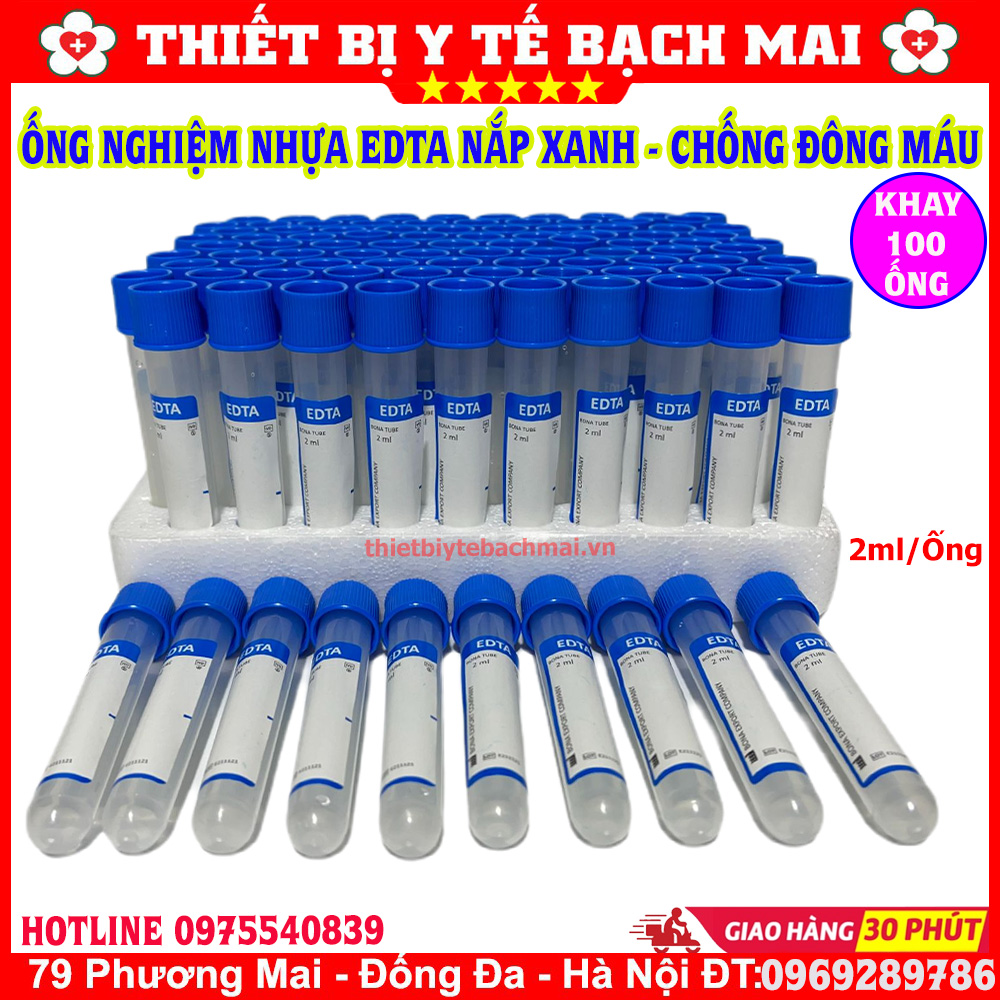 Ống Nghiệm Chống Đông Máu EDTA - Nắp Xanh Ống Nghiệm Chống Đông Máu EDTA - Nắp Xanh