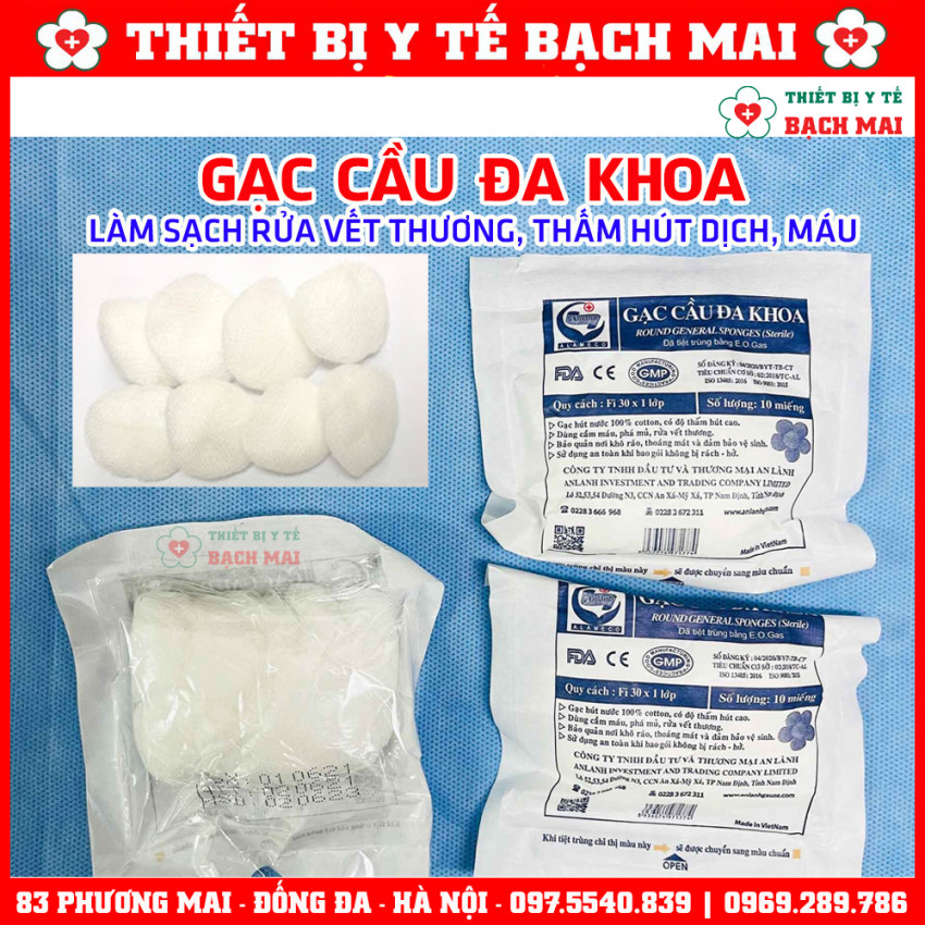 Gạc Cầu Đa Khoa Fi30 x 1 Lớp - Gói 10 Miếng