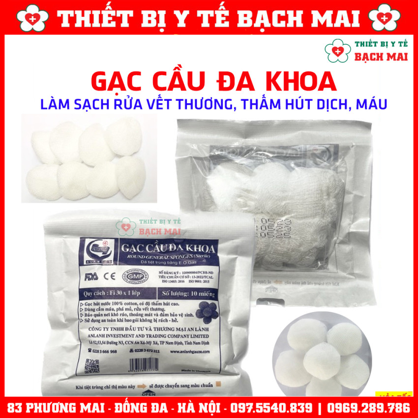 Gạc Cầu Đa Khoa Fi30 x 1 Lớp - Gói 10 Miếng