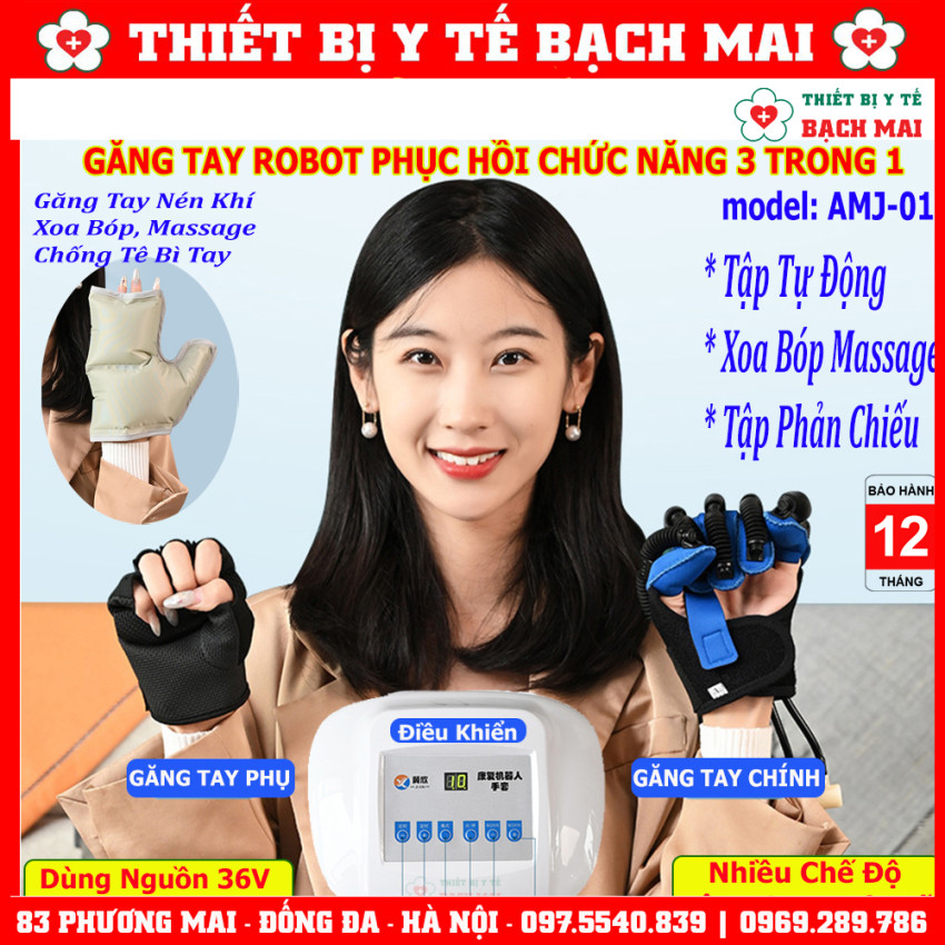 Găng Tay Robot Phục Hồi Chức Năng Bàn Ngón Tay Sau Tai Biến 3 Trong 1 AMJ-01