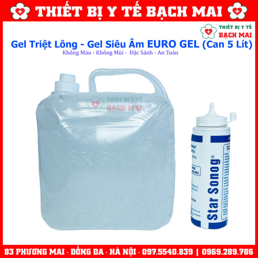 Gel Triệt Lông, Gel Siêu Âm EURO GEL - Can 5 Lít